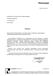 List referencyjny - Mostostal Warszawa